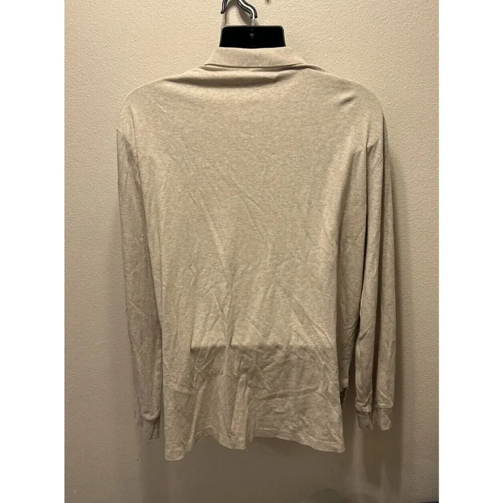 Large Ralph Lauren Polo Shirt Long Sleeve Tan Soft Touch Pima Cotton‎ Solid 2XL